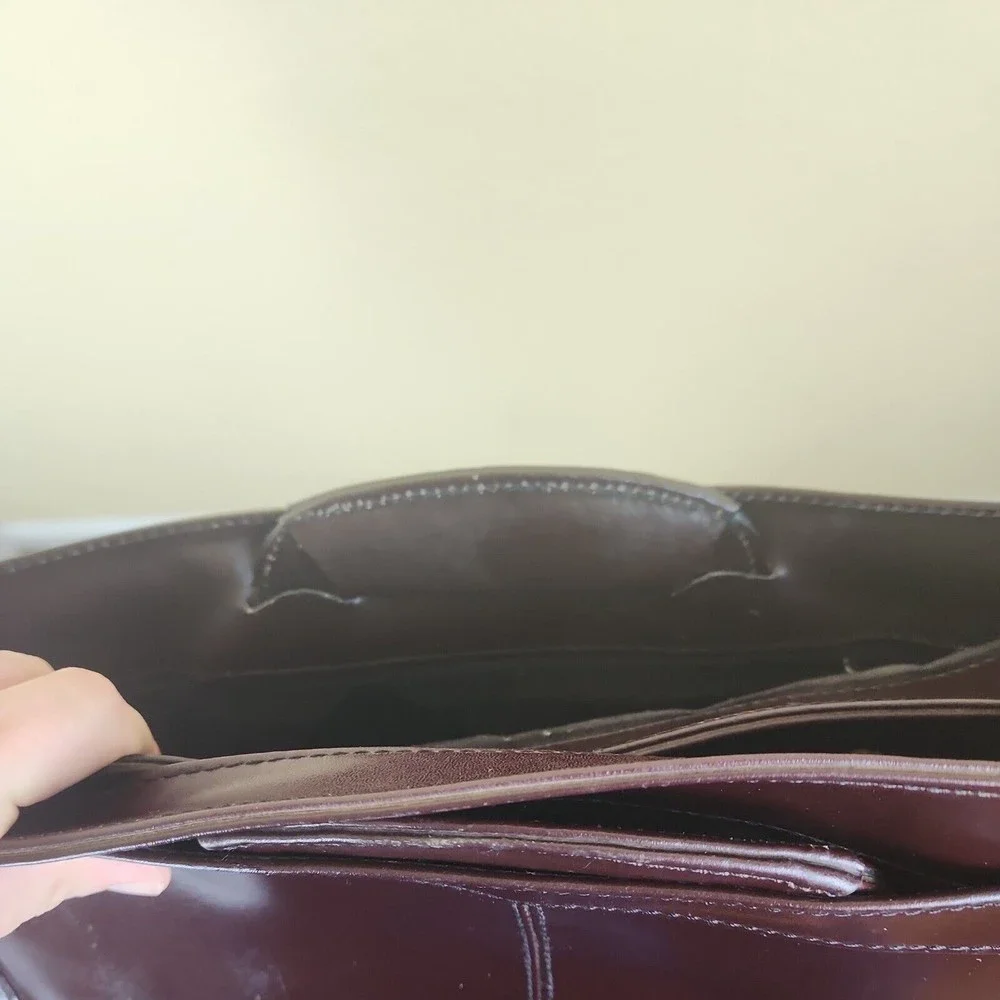 Vintage HIT Briefcase retractable with extra 4 pockets genuine leather brown‎